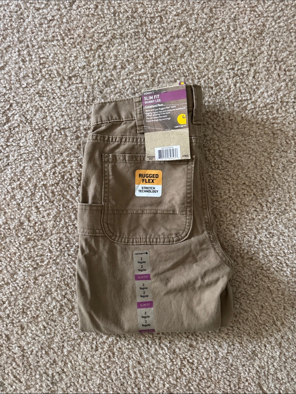 Carhartt Women's Slim Fit Tan Rugged Flex Cargo Pants